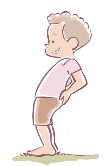 Ilustração de um menino em pé, de perfil